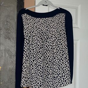 Blue  and Tan Patterned Sweater Blouse